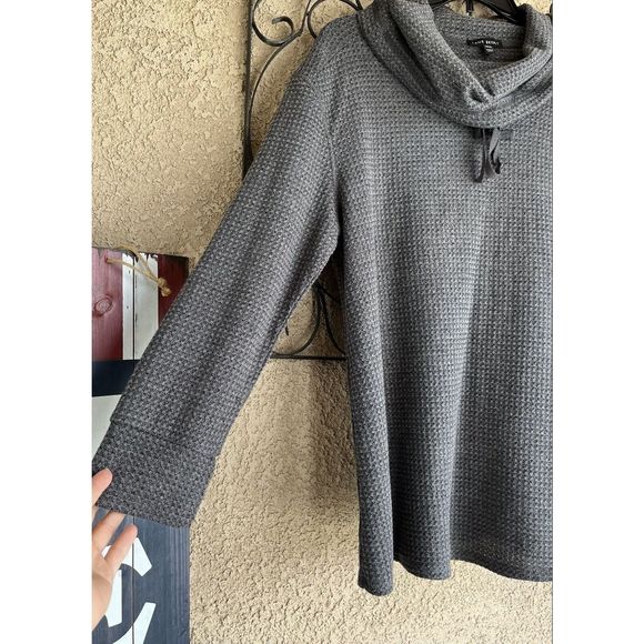 Lane Bryant cowl neck waffle sweater - size 14/16 - gray - Picture 3 of 7
